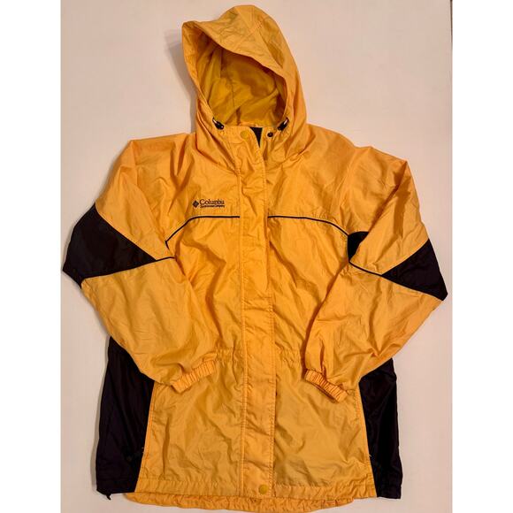 Columbia Women's Lightweight Packable Windbreaker Rain Jacket Black/Yellow XL - Picture 1 of 6